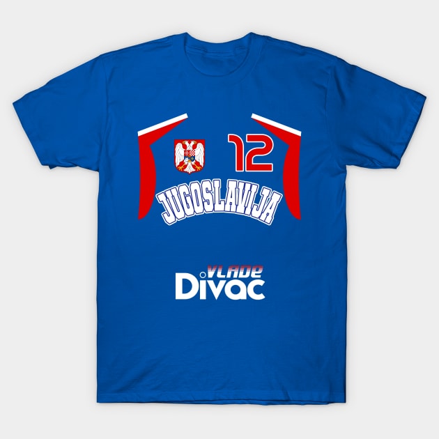 Vlade Divac Retro Yugoslavia Euro Basketball Fan Design T-Shirt by darklordpug